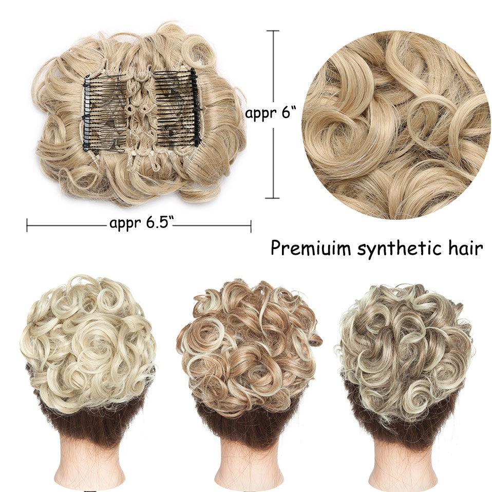 Extensão sintética com pente para coque de cabelo. Acessório feminino para penteados e coques. BRILHO E ENCANTO