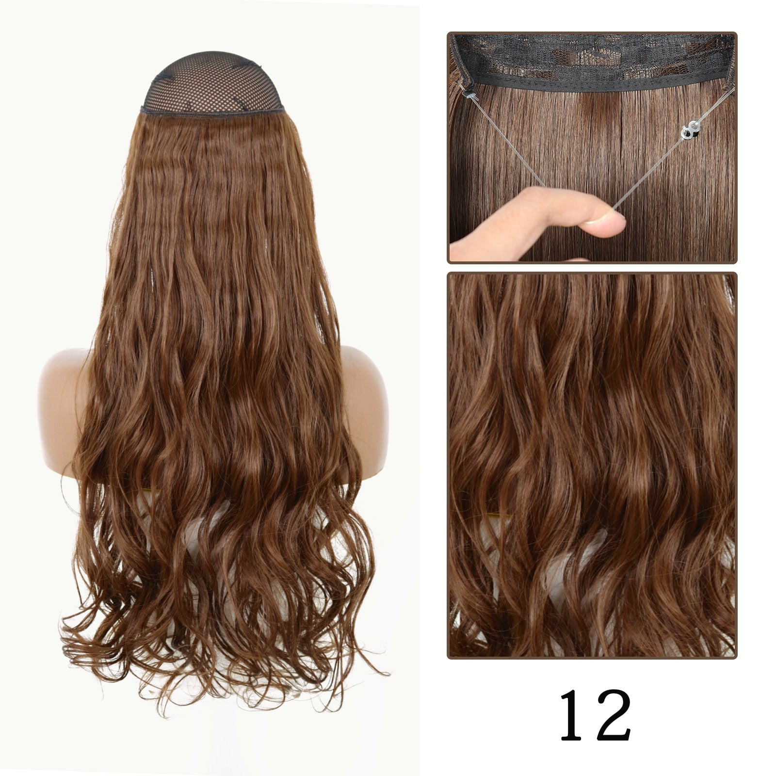 HAIRNICE- Extensão de cabelo com Linha ajustável. Cabelo de fibra sintética, longo e liso,  sem Presilhas,  para um Look Natural BRILHO E ENCANTO