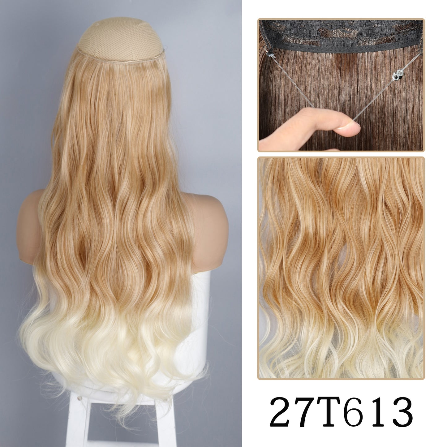 HAIRNICE- Extensão de cabelo com Linha ajustável. Cabelo de fibra sintética, longo e liso,  sem Presilhas,  para um Look Natural BRILHO E ENCANTO